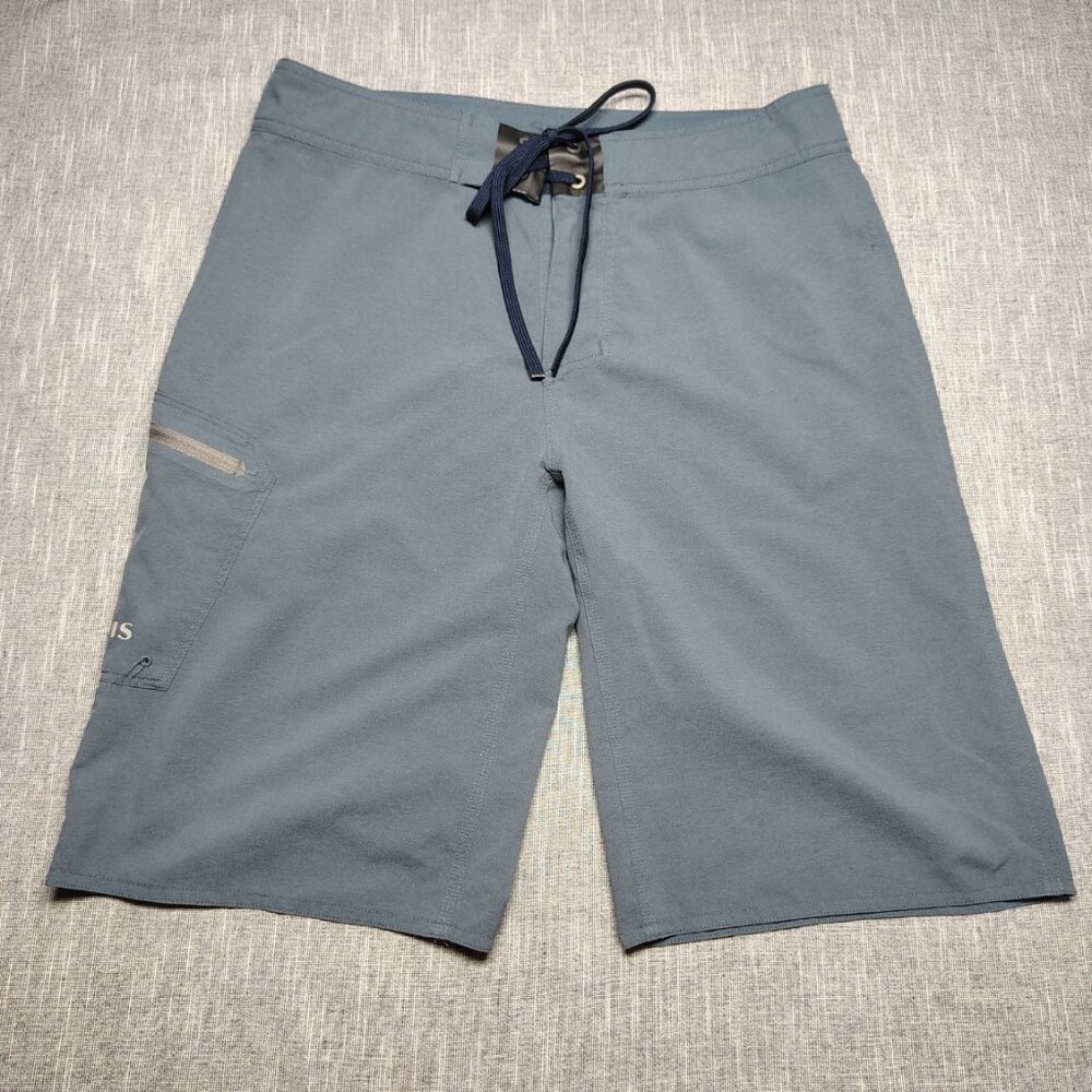 Simms Board Shorts Mens Size Large Blue Hybrid Swimming Surfing